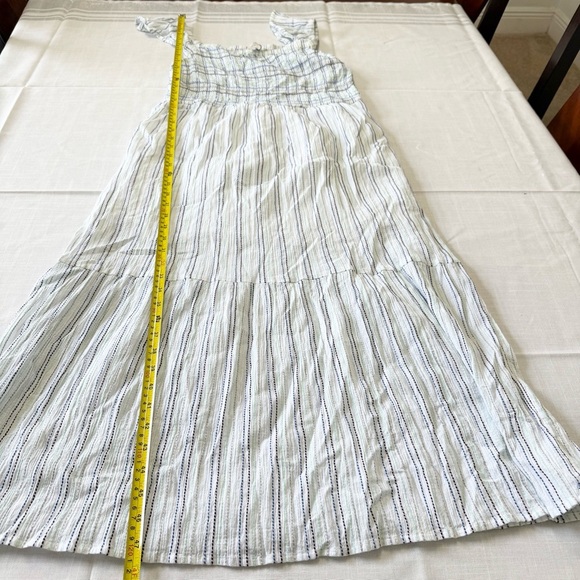 LOFT Striped Off Shoulder Long Maxi Summer Dress Chic Comfortable Sz M Ruffle - Picture 5 of 8